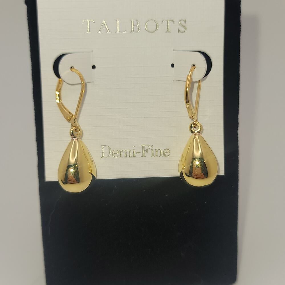 New Talbots Demi-Fine 925 Gold-Tone Lever Back Earrings